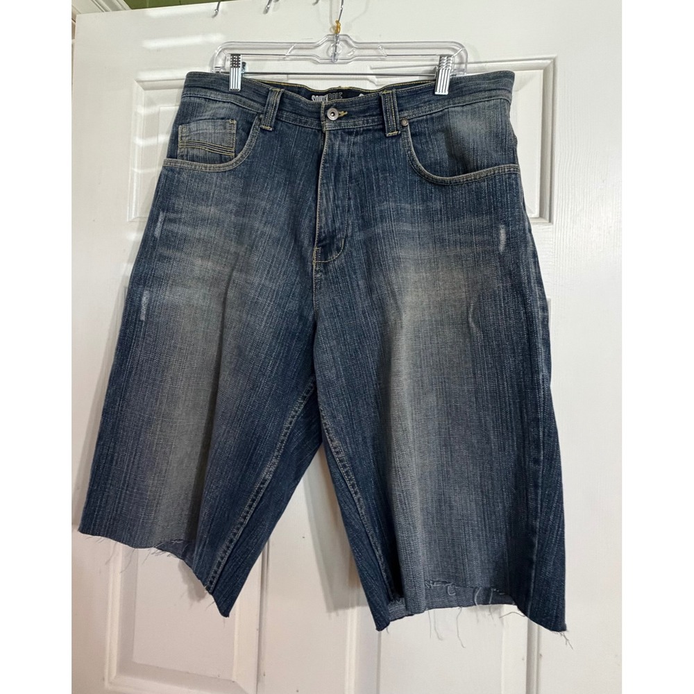 Southpole Denim Shorts Mens 34 Blue Excellent Y2K Baggy Raw Hem Streetwear